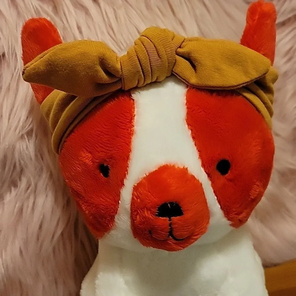 Hallmark red and white stuffed puppy w/girls headband & popit bracelet NWT